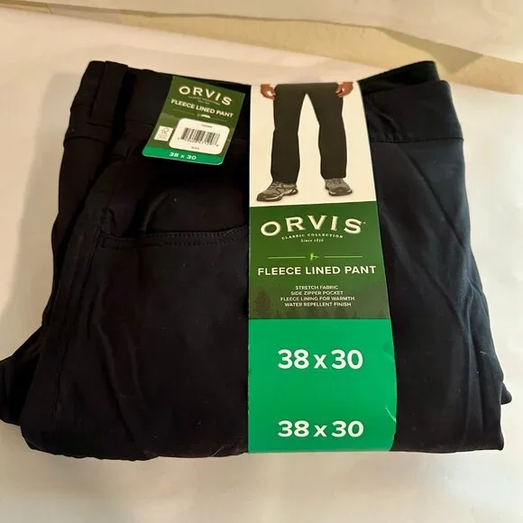 Orvis Men's Fleece Lined Pant Size 38X30 Water Repellent Finish Stretch Fabric - Picture 13 of 13